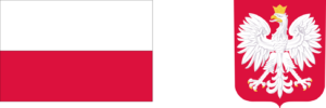 Flaga Polski w barwach biało-czerwonych oraz godło Polski – biały orzeł w złotej koronie na czerwonym tle.